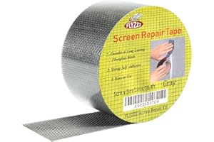 FLYZZZ Window Screen Repair Kit Tape with Stitching Thread, Gray(16.4FT), Waterproof 3-Layer Strong Adhesive Window Screen Doors Patch Tape Suitable for Covering Holes&Tears Instantly