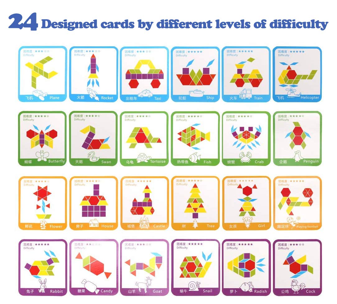 Mua 155 Pcs Wooden Pattern Blocks Set - Geometric Shape Puzzle ...