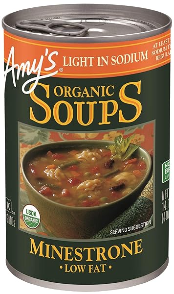 AMY’S SOUPS, LIGHT IN SODIUM ORGANIC MINESTRONE SOUP,...