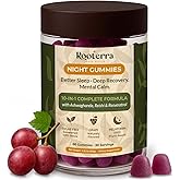 Night Gummies – Melatonin-Free, Reishi, Ashwagandha, Valerian, Magnesium, Resveratrol & Relaxing Botanicals – Supports Evening Calm, Sleep and Relaxation – Grape Flavor, 60 Gummies