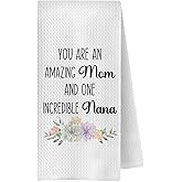 OVAcational Mom Nana Grandma Gifts Kitchen Towels, Grandma Gifts from Grandkids Decorative Hand Towels for Bathroom, Gift for Grandmother Dish Tea Towel for Kitchen, 16x24 Inch