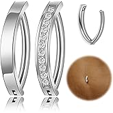 REVOLIA 2Pcs 14G G23 Solid Titanium Clicker Belly Button Rings for Women Hypoallergenic Cliker Belly Rings CZ Simple Reverse Navel Rings Pure Titanium for Sensitive Skin 10/12MM