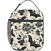 cromcu Insulated Lunch Box for Men Women Goth Lunch Box for Work,Picnic,School,Travel,Hiking,Beach or Fishing Polyester Bat Goth Theme Lunch Bag