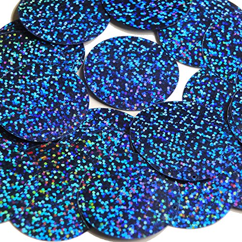 Sequin Round 1.5 inch Sapphire Blue Glitter Hologram Multi Metallic. Couture Paillettes Made in USA. For embroidery, bridal, applique, arts, crafts, and embellishment.