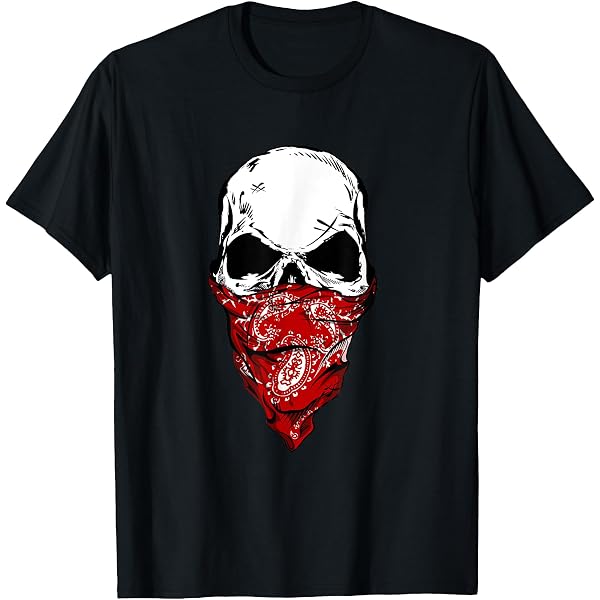 Amazon.com: Bandana Skull Face T-Shirt Gangsta Badass Swag Urban