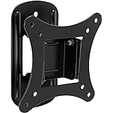Mount-It! Small TV Wall Mount 19-32 in, Fits 24 in TVs, Tilt Swivel, 44 lb | VESA 75x75-100x100mm, 44 lb capacity, fits 19-32 in TVs incl 24-27 in, tilt swivel, 2.6 in profile, wood/metal stud, concrete