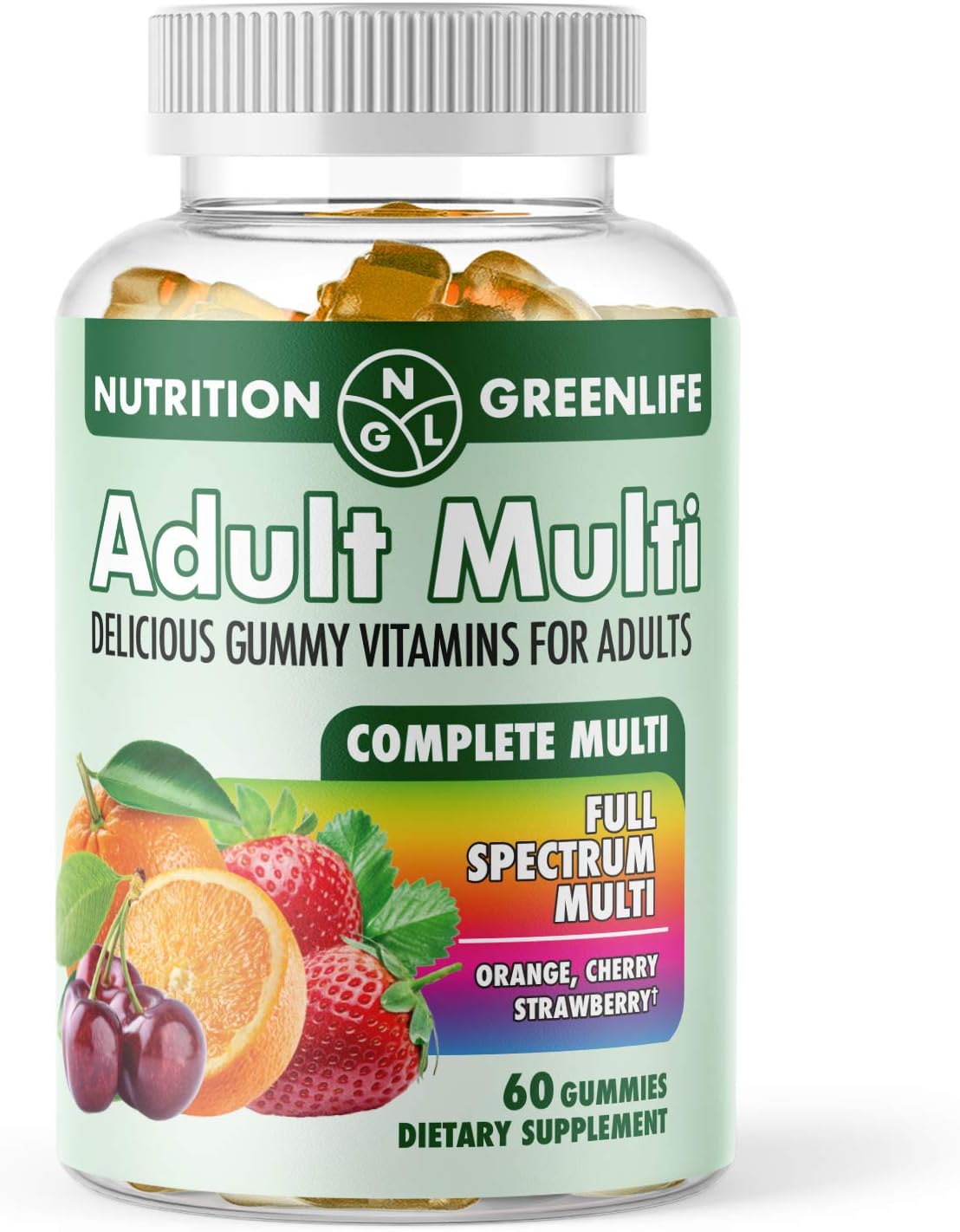 Multivitamin for Adults Gummies - Natural Vegan - VIT A, VIT C, VIT D, VIT E, VIT B6, Folic Acid, Biotin, Iodine, Zinc - 60 Ct.
