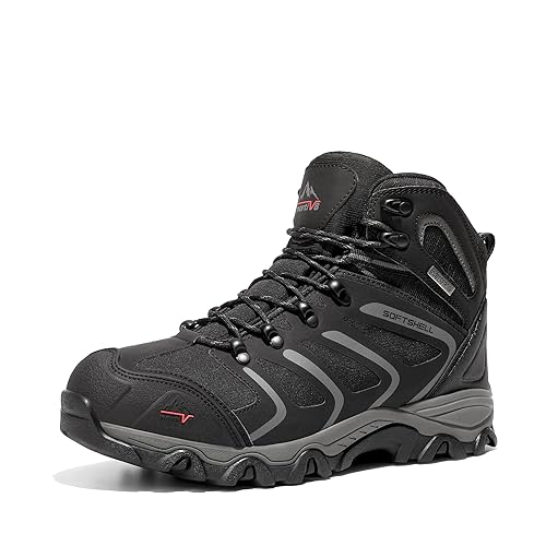 NORTIV 8 Men's Ankle High Waterproof Hiking Boots Outdoor Lightweight Shoes Trekking Trails Armadillo,Size 8.5,Black/Dark/Grey,160448_M