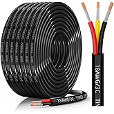 CONEPY 18 Gauge Wire 3 Conductor Electrical Wire, 18 AWG Tinned Copper Stranded PVC Cable, IP68 Waterproof/Flexible/Low Voltage Cord for Automotive, Marine, Solar, LED Lighting (30FT)