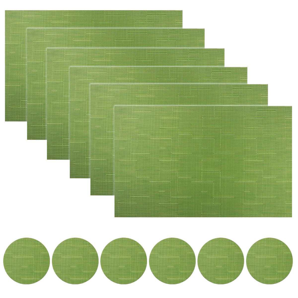 pigchcy Placemats and Coasters Set of 6, Washable Non-Slip Kitchen Table Mats, Elegant Heat-Resistant Placemats for Dining Table (45cm X 30cm, Sage Green)