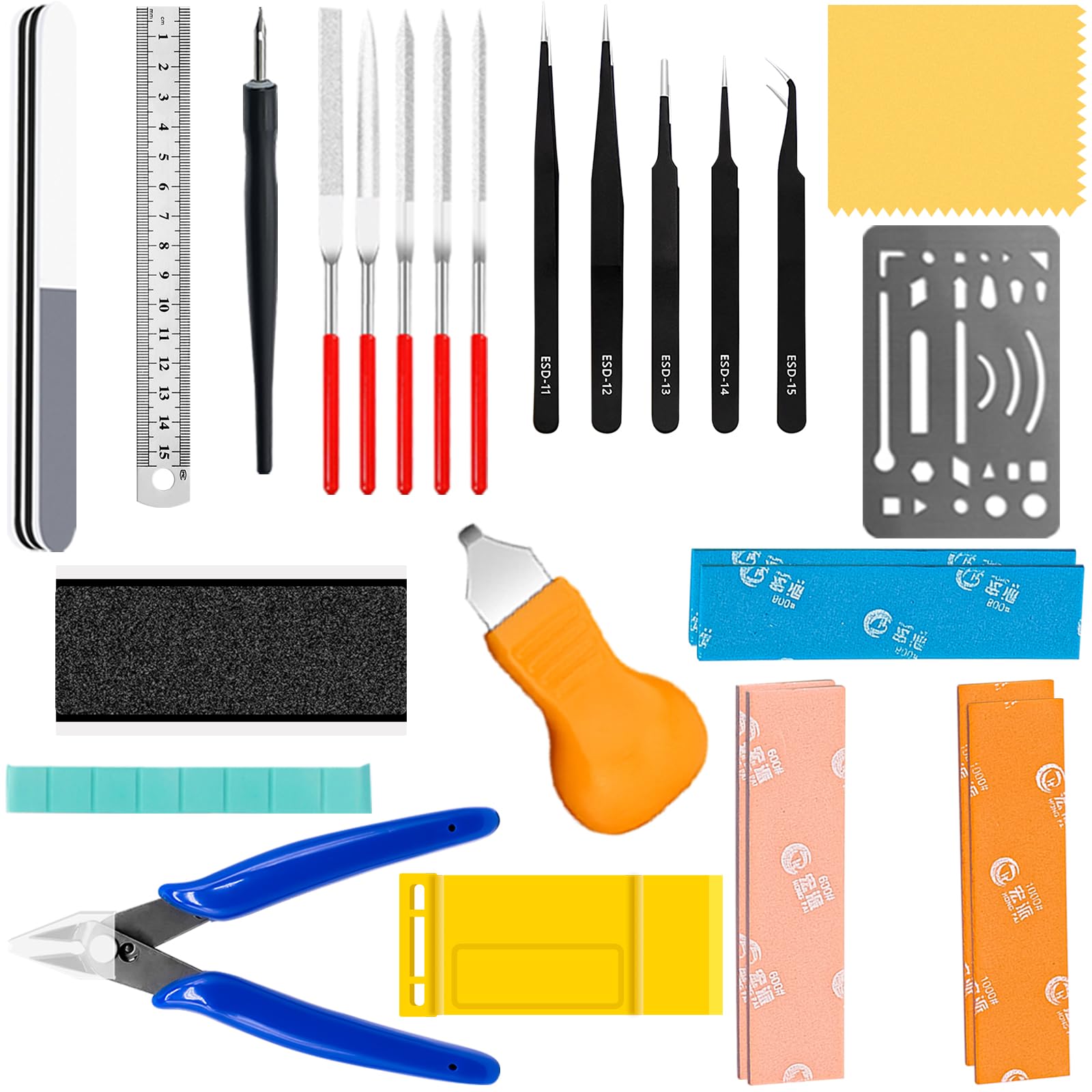 Yauhar 24Pcs Hobby Building Tools Kit, Modeler Basic Tools Craft Set for Gundam Model Building Assembling Repairing