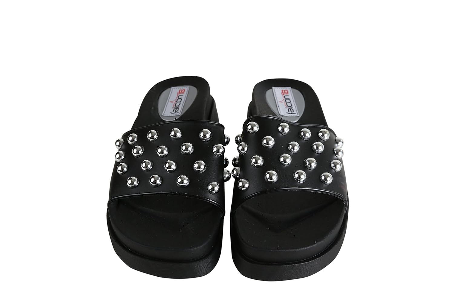falcon18 women's trendy beads causal comfortable 1.5 inches platform and slippers