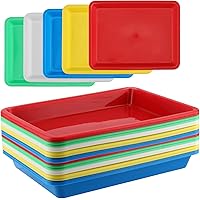 JOIKIT 20 Pack 13.3x9.8 Inch Multicolor Plastic Art Trays, Art & Craft Organizer, Activity Organizer, Serving Tray for Beads,