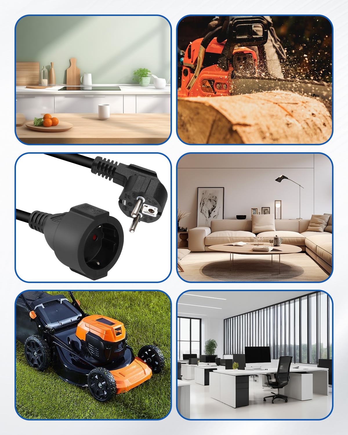 YANBORONSN 90 Grad Kurz Schuko Verlängerungskabel,3G1,5mm² mit Stecker auf Buchse Schutzkontakt Verlängerung Kabel Schwarz 7