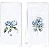 JFFTLL Hydrangea Gifts Kitchen Towels, Hydrangea Decor Dish Tea Towels for Kitchen, Cottagecore Watercolor Floral Hand Towels for for Bathroom Decor, 16x24 Inch