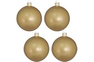 Christmas By Krebs 4" (100mm) Candy Gold [4 Pieces] Solid Commercial Grade Indoor and Outdoor Shatterproof Plastic, UV and Water Resistant Ball Ornament Decorations
