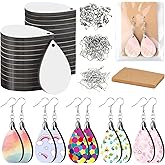 FEPITO 30pcs Sublimation Blank Earrings Kit with Hooks, Rings, Buckles, Cards & Bags for DIY Jewelry Making