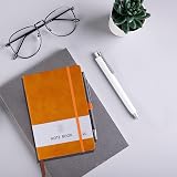 Lefute A5 Notebook 2 Pack 200 Pages 100 GSM Hardback with Pen Loop Elastic view 5