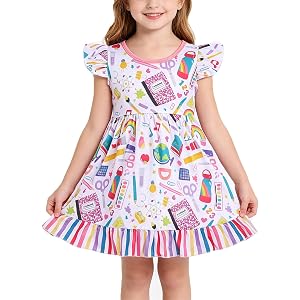 Toddler Girl Dress Casual Ocean Shark Print Short Sleeve Summer Outfits 2-8Y