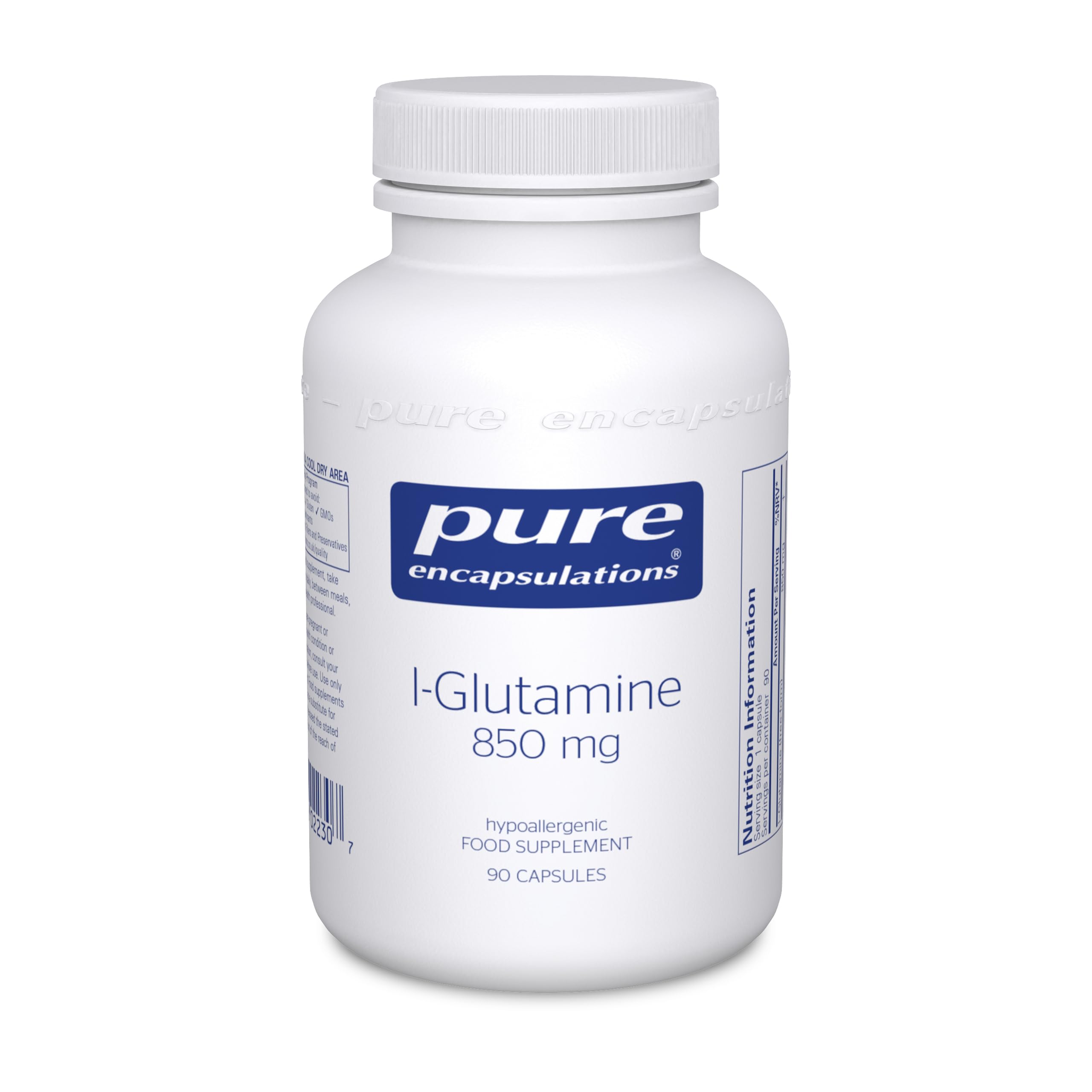 Pure Encapsulations L-Glutamine 850mg - Ideal for Atheles - Glutamine Capsules - 90 Capsules
