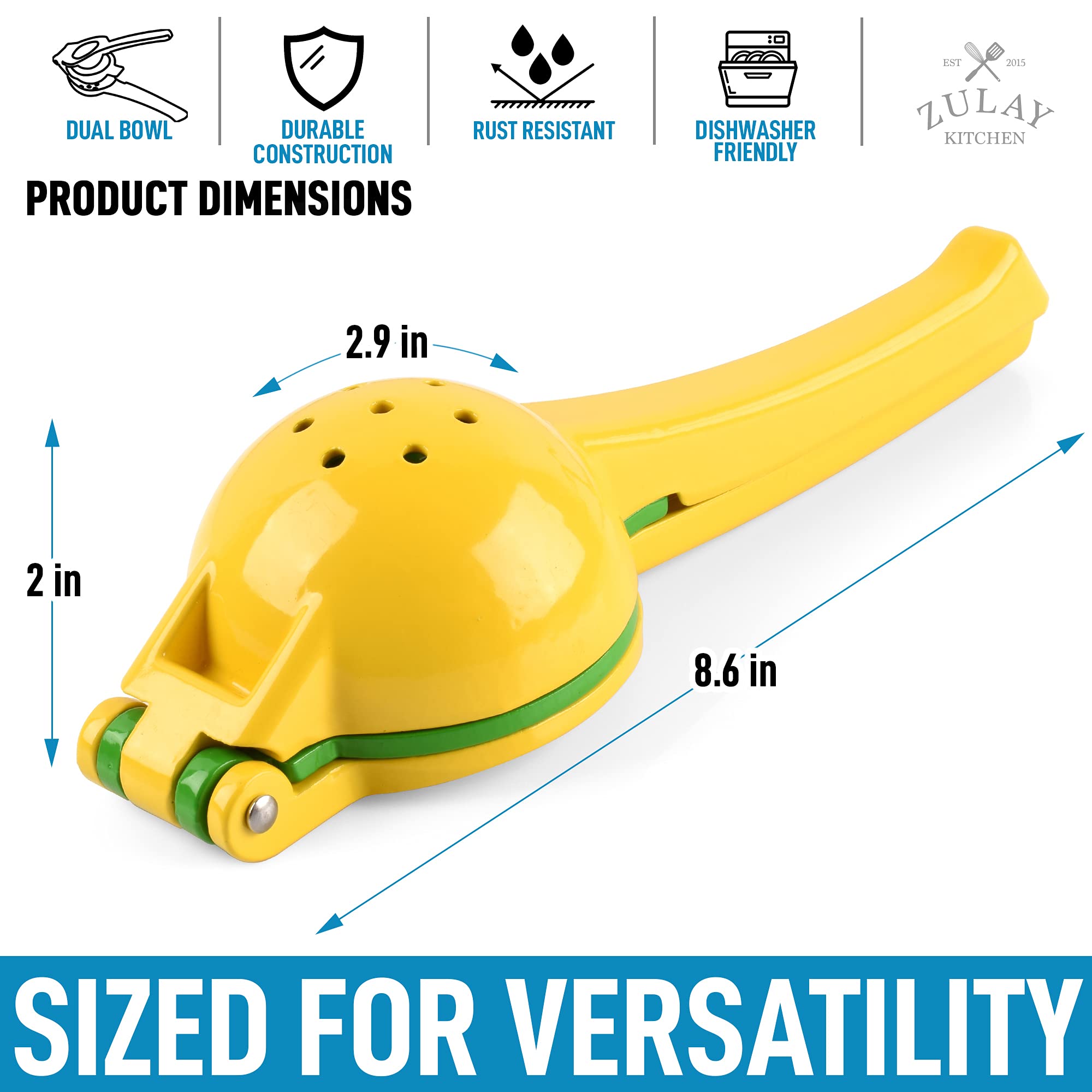 Zulay Premium Quality Metal Lemon Lime Squeezer - Manual Citrus Juice Press by Zulay Kitchen