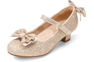 DREAM PAIRS Girls Dress Shoes Toddler Little Girls Heels Mary Jane Princess Shoes with Interchangeable Bow for Flower Girl Wedding Party