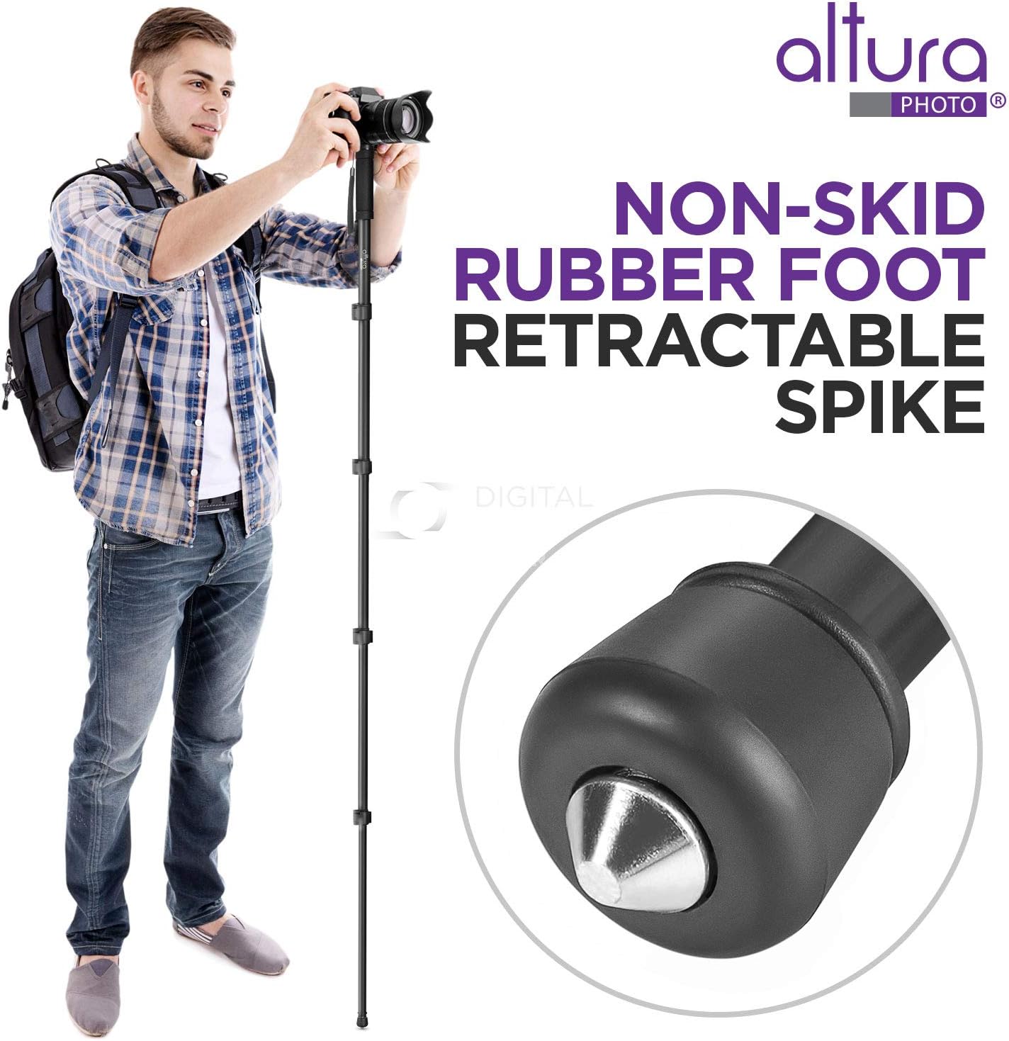 Altura Photo 62-Inch Camera Monopod - Ultra Portable, Heavy Duty Design for Canon, Nikon, Sony Mirrorless & DSLR Cameras : Camera & Photo