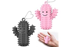 LZC LADYS GIFT 2 PCS Little Ouchies Pain Fidget, Silicone Pain Stim Fidget Toys Adults, Cute Cactus Shape Spiky Grippie Stim Keychain, Portable Pain Stim Tool for Anxiety Autism Sensory Toys Stress Relief