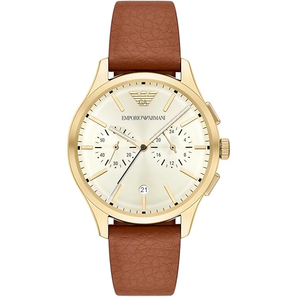 Amazon.com: Emporio Armani Men's Three-Hand Silver and Brown