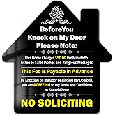 FTONENI No Soliciting Sign for House, Funny Dark Humor No Soliciting Sign for Front Door, No Soliciting Signs for Home, 5.7"" x 6"" Acrylic Self-Adhesive No Soliciting Sign - PZC021, Standard, Black