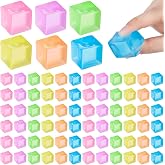 Simgoing 72 Pcs Ice Cube Balls Bulk, Square Fidget Toys, 6 Colors | Sensory Fidget for Anxiety Relief, Party Favor Bag Stuffers, Small Halloween Christmas Classroom Prize Gifts