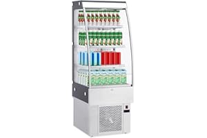 HOMSURE Commercial Fridge Display Refrigerator, 8.8 Cubit Feet Beverage Cooler with Tempered Glass Door, Upright Merchandiser with 4 Castors, 3 Adjustable Shelves, Customizable Lightbox, 250L, White