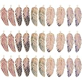 PH PandaHall 30pcs 5 Styles Feather Charms, 1.5 Inch Enamel Feather Pendants Gradient Bohemian Wing Charm Dream Catcher Charm for Necklace Earrings Keychain Jewellery Making DIY Crafts