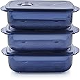 Tupperware Brand Vent ‘N Serve Container Set - 3 Medium Shallow Containers to Prep, Freeze & Reheat Meals + Lids - Dishwasher, Microwave & Freezer Safe - BPA Free