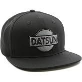 Datsun Baseball Cap - Style A Flat Brim - Black &amp; Dark Silver Colorway - Snap Back Hat