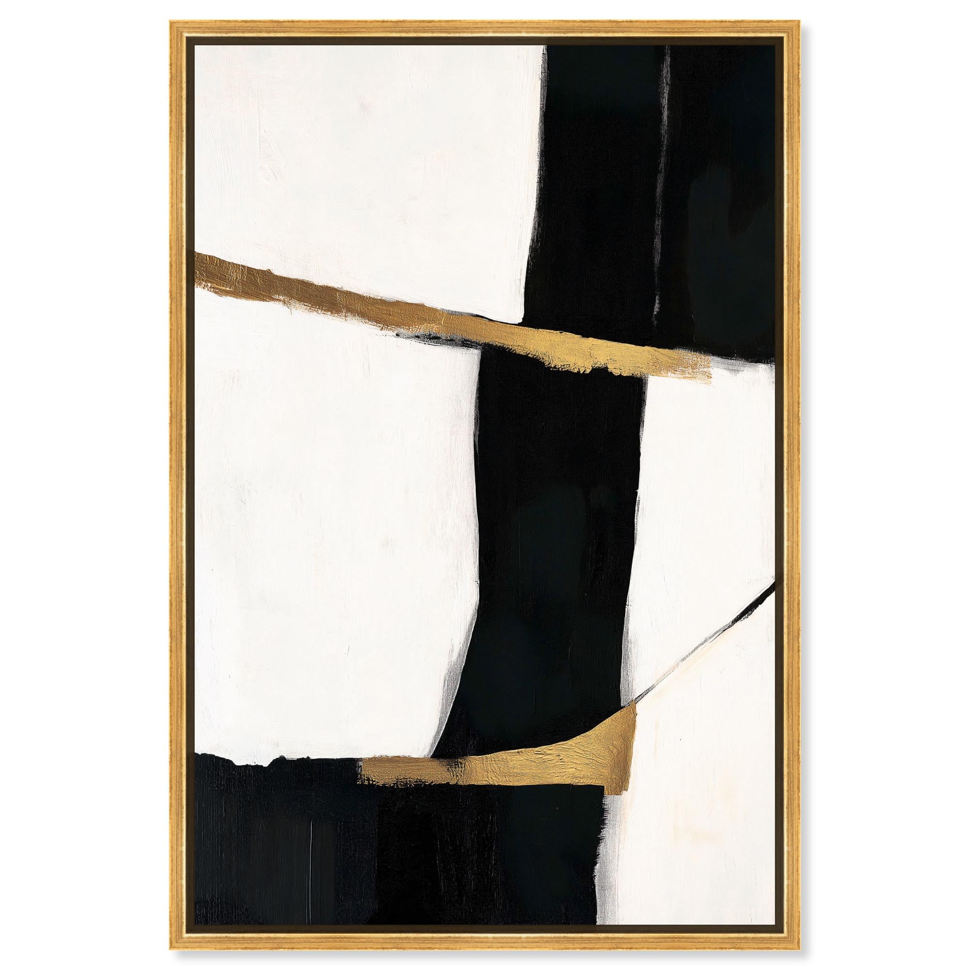 Art Remedy Black and White Art Canvas, 20" x 30", Gold Frame, Weight of Black II
