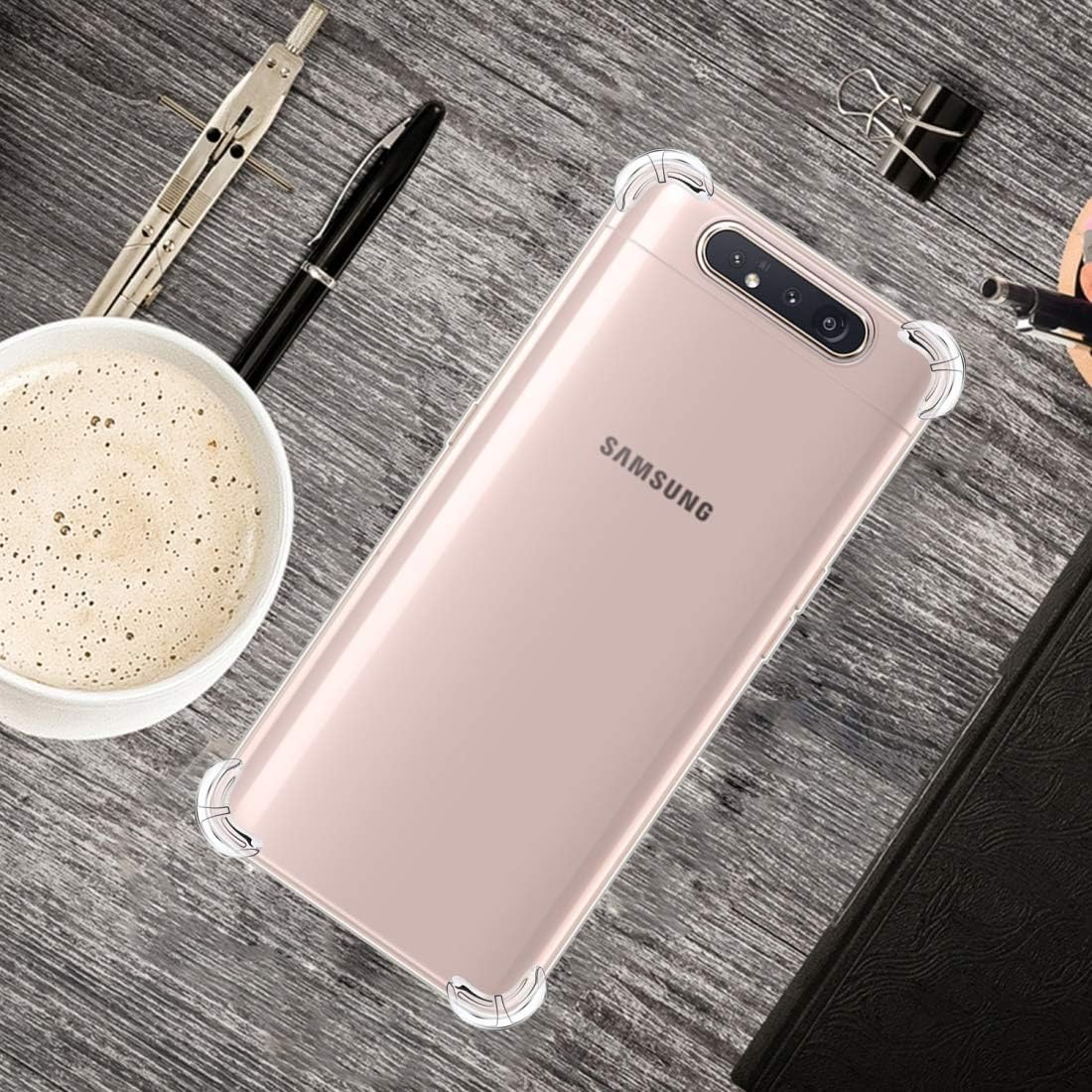 Phone Case for Samsung Galaxy A80 / A90 Four-Corner Anti-Drop Ultra-Thin Transparent TPU Phone Case Zhongcheng