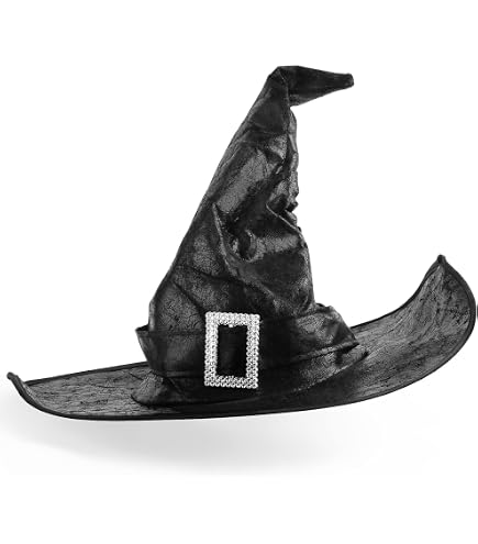 Amazon.com: GELXGRIT Halloween Witch Hat Gothic Black Mesh  display picture 3