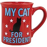 Enesco Our Name is Mud I Vote My Cat for President Coffee Mug, 16 Ounce, Red
