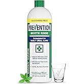 Prevention Daily Care Alcohol-Free Mouthwash, Hydrogen Peroxide Teeth Whitening with Soothing Fresh Mint for Bad Breath Treatment, Fluoride-Free Gum Care Oral Mouth Rinse 16 oz 1 Pack