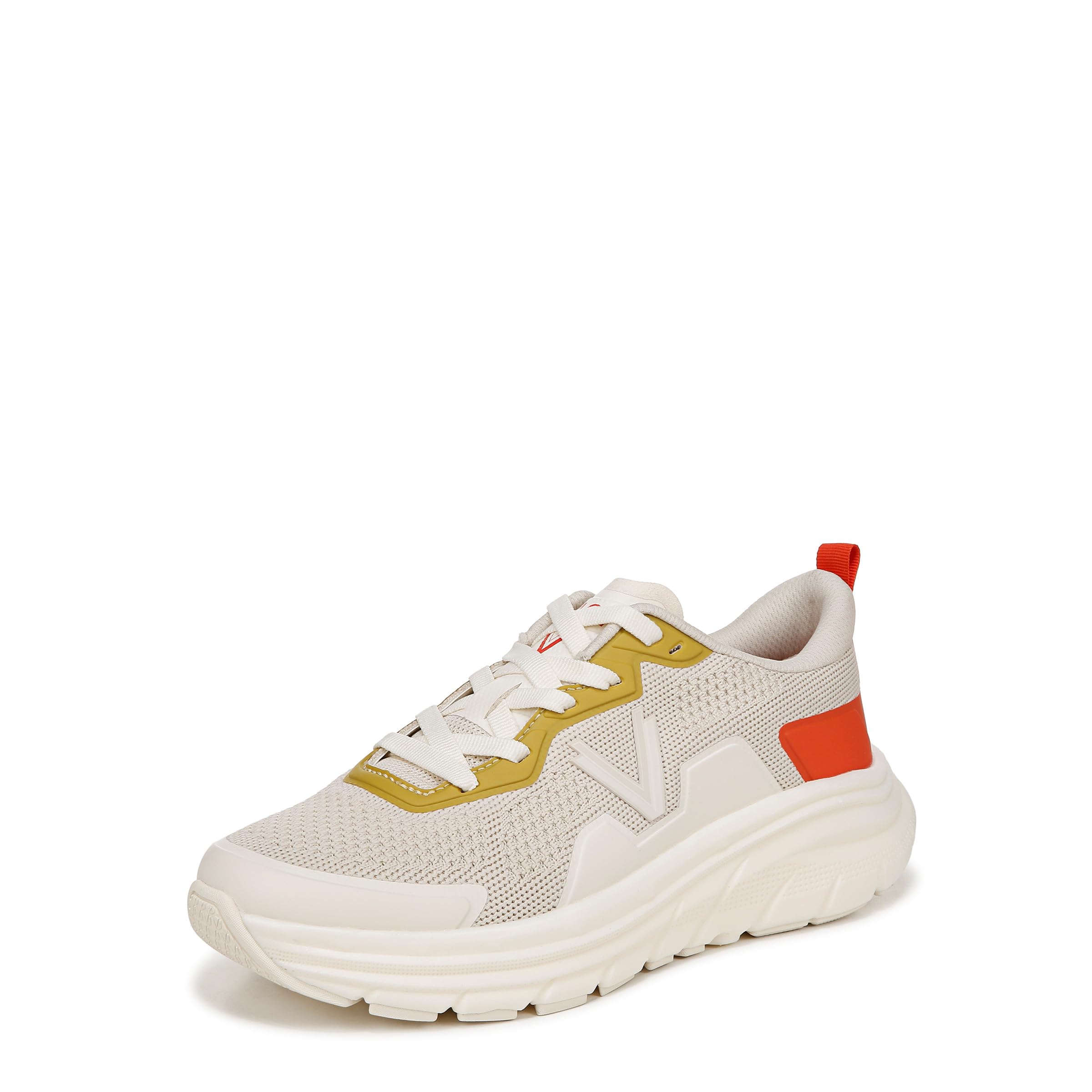 Vionic Women’s Walk Max Sneaker, Cream Tangerine Tango, 5 Wide