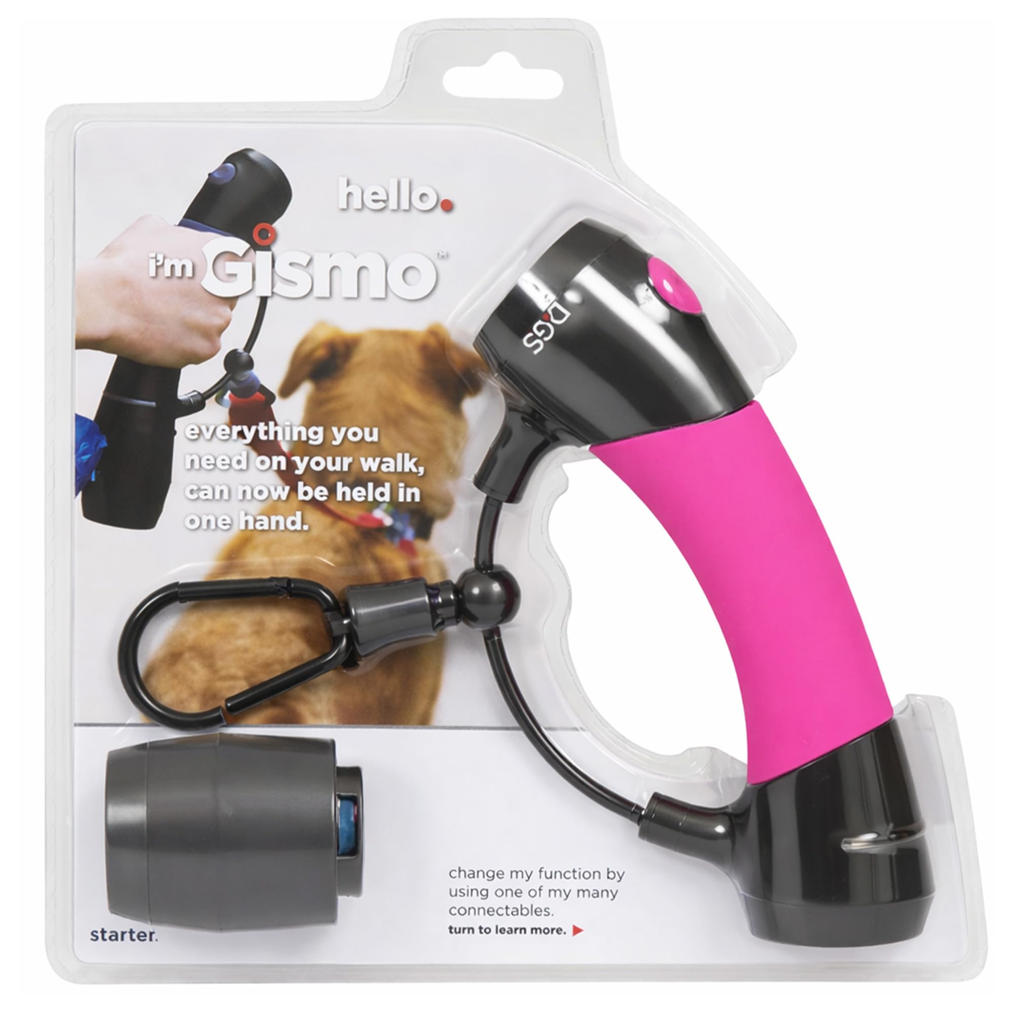 Dog Gone Smart I'm Gismo- Handle with Poop Bag Dispenser in Hot Pink