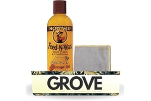 GROVE Howard Feed & Wax Furniture Polish With Microfiber Towel - Beeswax Wood Polish & Conditioner - Enhances Grain & Preserves Finish - Furniture Wax for Wood - Wood Polisher for Furniture - 16 oz