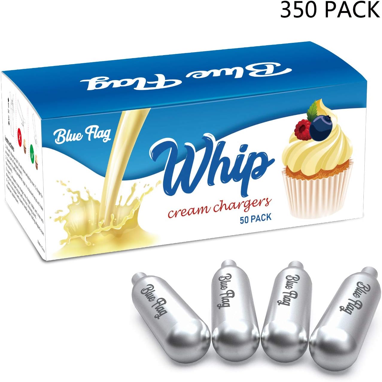 Blue Flag Whipped Cream Chargers N2O Nitrous Oxide 8-Gram Cartridge for Whipper Whipped Cream Dispenser (350 Packs)