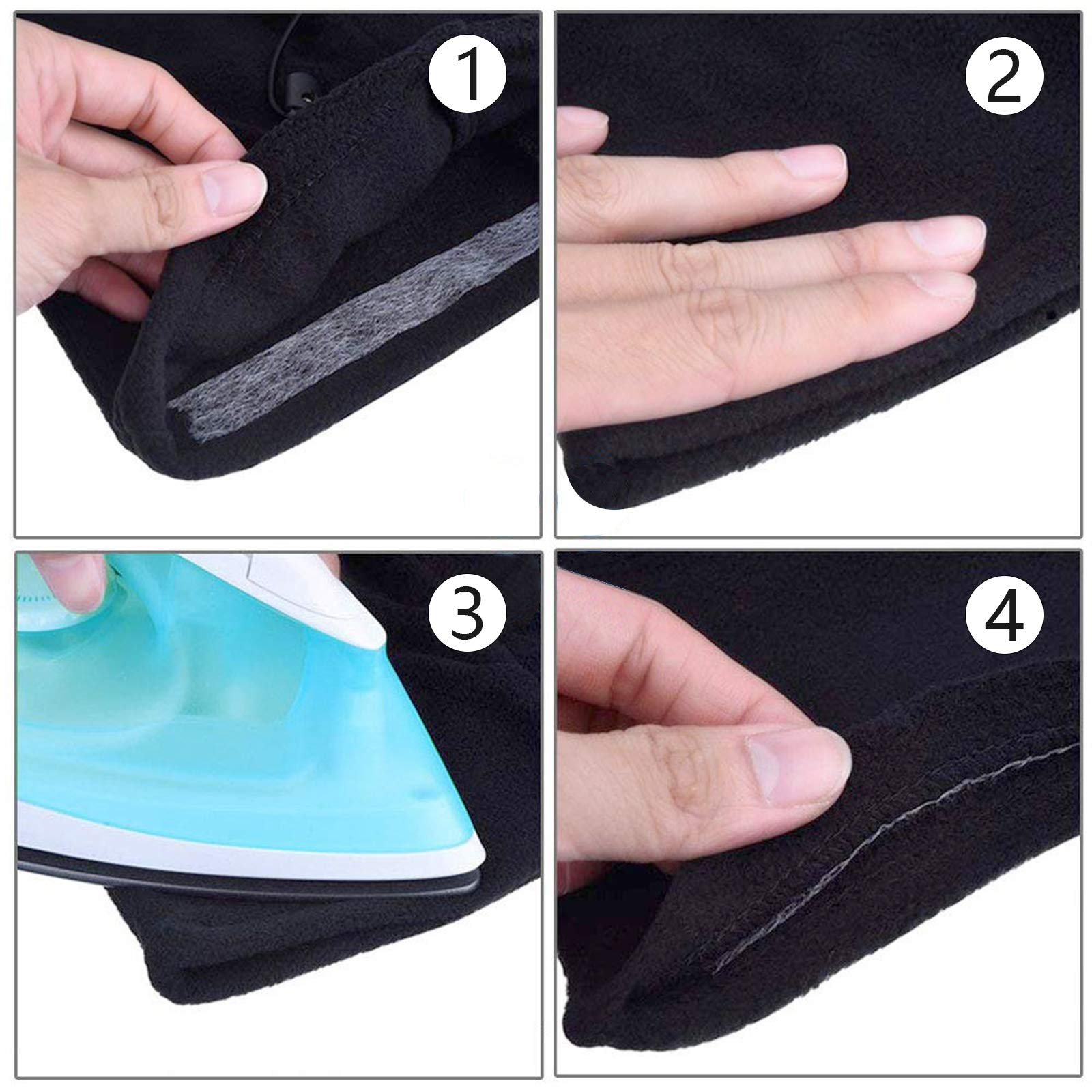 Matogle 4pcs Adhesive No Sewing Tape Iron on Fabric Tapes Roll for Hamming Home Office Clothes Repairing Sealing Items Craft DIY 3 Sizes