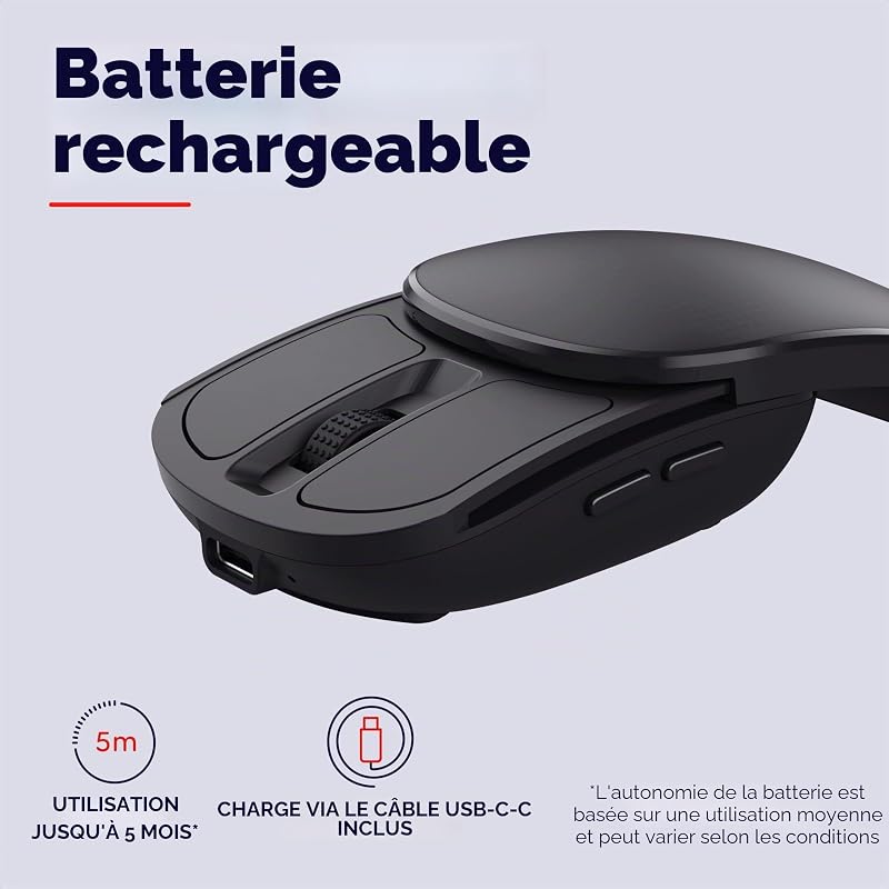 Zylo Souris sans Fil Pliable Portable Seulement 55 g, Noir