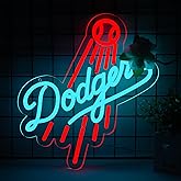 WonderfulLife dodger Neon Sign for Garage or Man Cave Decor,Gifts for Men With LA Baseball Team Logo,Blue Neon for Party,Bar,Dorm,Office Wall Art and Game Room Deco.