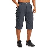 MAGCOMSEN Men's Workout Shorts 7 Pockets Quick Dry 3/4 Capri Pants Zipper Pockets Hiking Athletic Shorts
