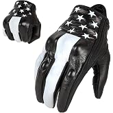 Keebik Goatskin Leather Motorcycle Motorbike Powersports Racing Gloves Reflective Skull Touchscreen for Men and Women Model