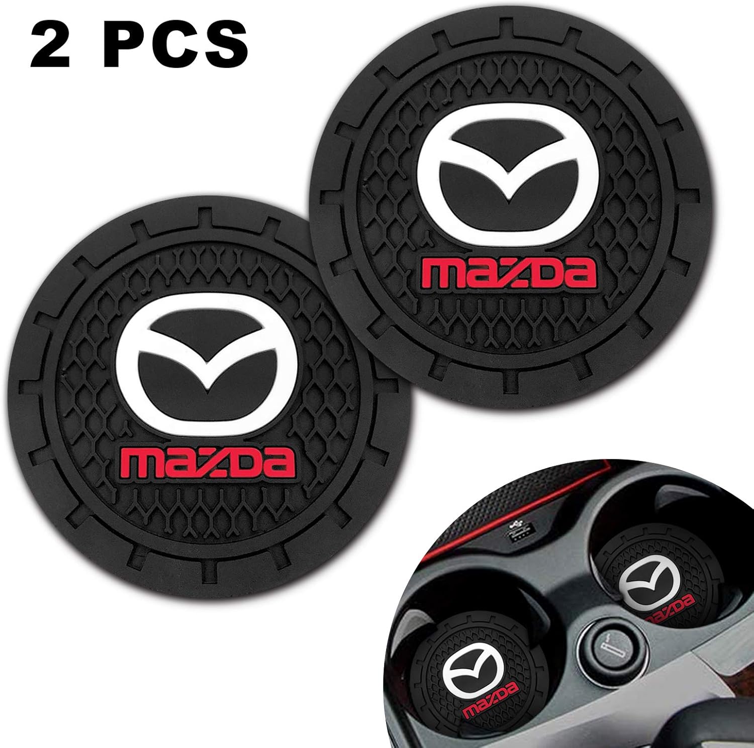2PC Car Logo Vehicle Travel Auto Cup Holder Insert Coaster